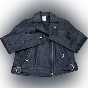Levi’s Black 100% Goat Leather Moto Jacket XS Sample Garment